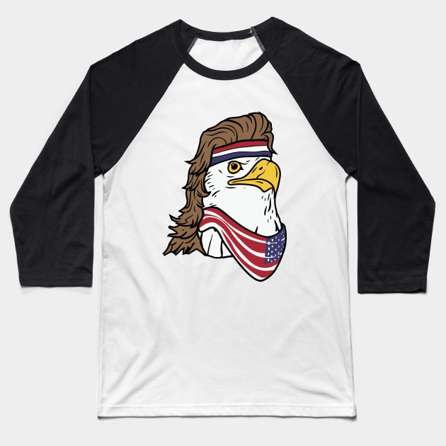 4th of July American Bald Mullet Eagle 'Merica Baseball T-Shirt by Nowhereman78